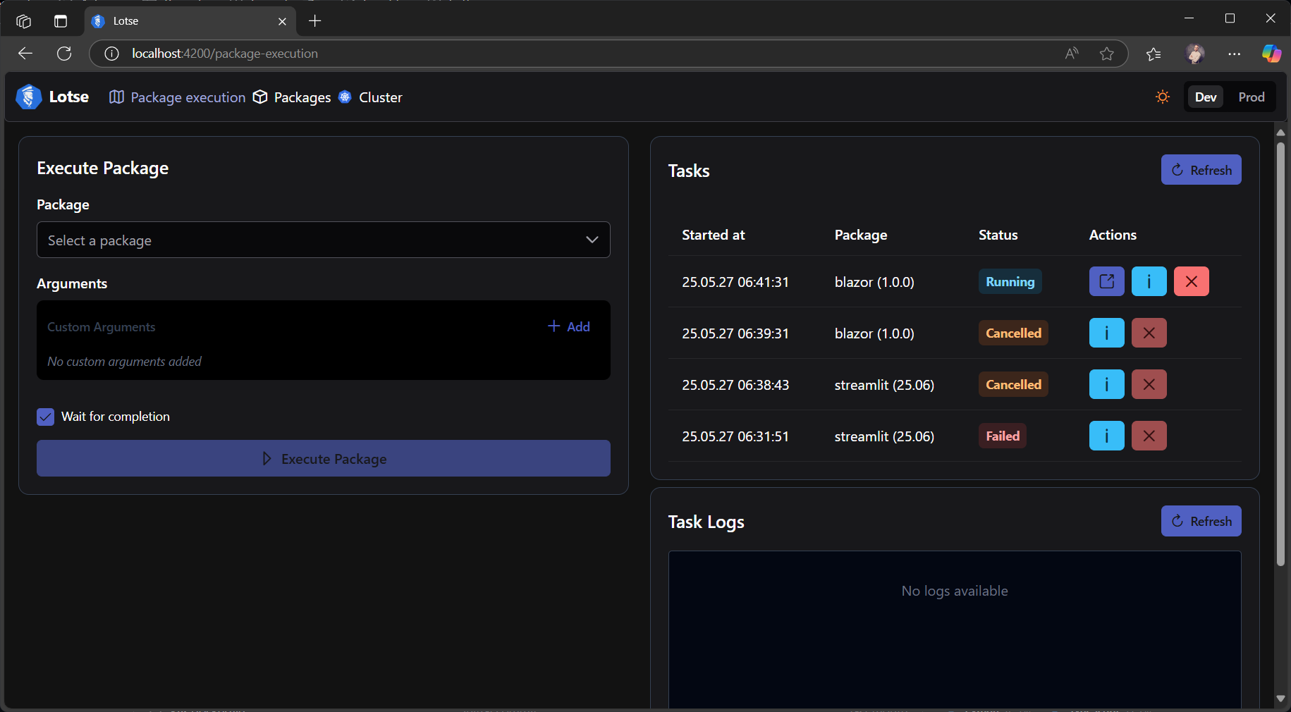 Lotse Dashboard